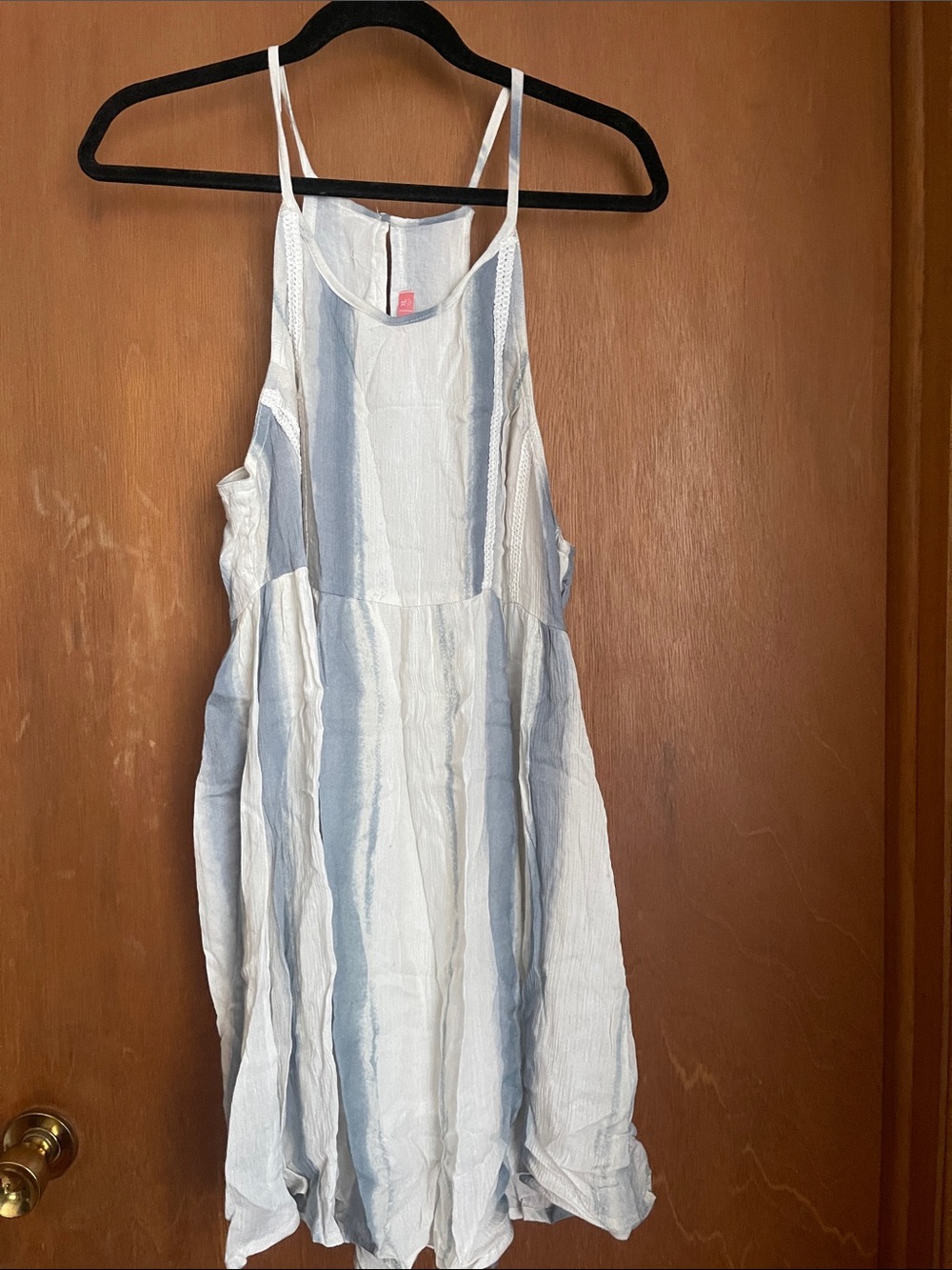 Exist White and Light Blue Striped Mini Dress